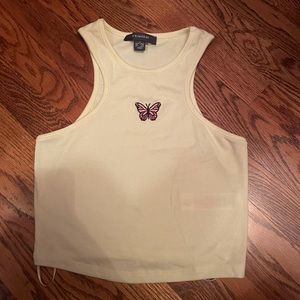 light yellow with butterfly heart, soft no rips